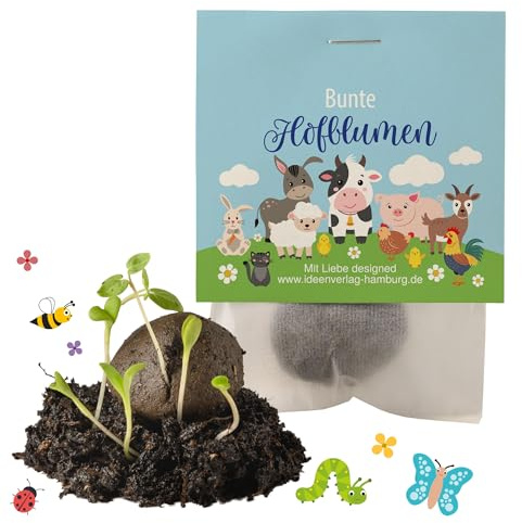 10x Bauernhof Samenbomben als Mitgebsel Kindergeburtstag 4 bis 8 Jahre - Bauernhof Geburtstag - Blumensamen Mitbringsel Kindergeburtstag Gastgeschenke & kleine Geschenke für Kinder | Made in Germany