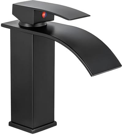 Robinet Salle Bain Noir, Mitigeur Lavabo en Alliage avec L'eau Froide et Chaude Disponible, Robinet Lavabo avec Deux Tuyaux, pour Les Toilettes, La Salle de Bain (D)
