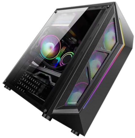 Veemoon Boîtier Pc ATX Élégant avec Panneau Latéral Transparent Éclairage RGB Personnalisé USB Rapide Compatible ATX Et Micro-ATX pour Gamers Et Amateurs De DIY