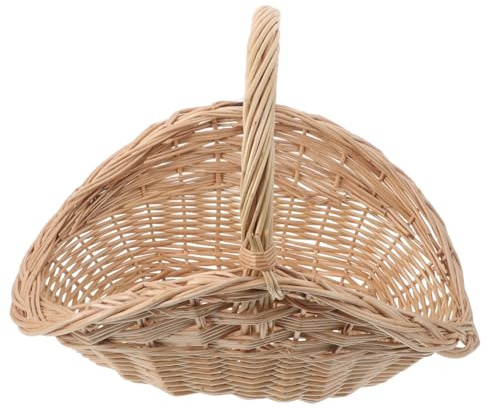 Milisten Cesta De Almacenamiento De Mimbre Tejida Cesta para Picnic con Asa para Guardar Frutas Verduras Aperitivos Jardín o Cocina