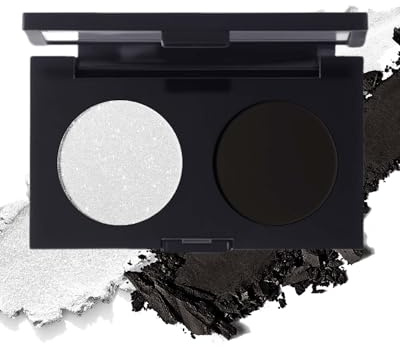 Matte Glitzer Lidschatten Palette, 2 Farben Eyeshadow White Black, Wasserfest und Langlebig, Hochpigmentierter Metallisch Schimmernde Finish, Shimmer Augen Make-up für Schminke Mädchen und Frauen-06