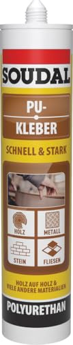 Soudal PU-Kleber, 425 g, Beige - Lösungsmittelfreier, gebrauchsfertiger, universeller Konstruktionskleber auf Polyurethan-Basis für Innen- und Außenbereiche