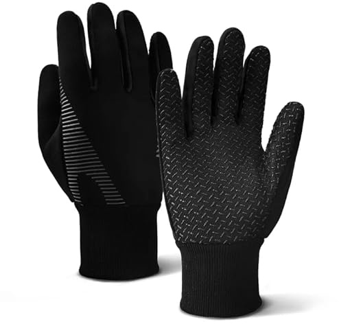 LEHEEYWT Kids Thermal Gloves, Anti-Slip Waterproof Winter Gloves for Boys Girls 5-9 Years Ski Football Cycling Running Walking (black, M)