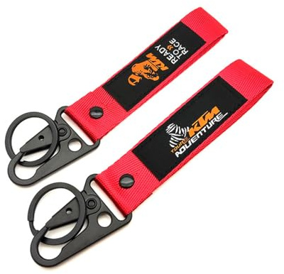 Moto Polyester Broderie Porte-clés pour KTM Pendentif Porte-clés Boucle Suspendue Lanière Porte-clés Moto Portable Polyvalent Durable Accessoires,Red-A