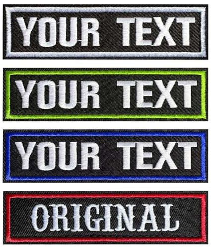 Aufnäher Selbst Gestalten – 2 Stück Klett Patch Personalisiert mit Name | Bestickte Namensschild aus Stoff, Patches zum Aufbügeln oder Aufnähen, Namensaufnäher für Jacke Rucksack, Verschiedene Größen