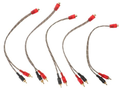 UKCOCO 5pièces Câble Audio RCA Femelle vers Mâle Lot pour Autoradio Répartiteur RCA Double Adaptateur vers Câble Y pour Haut-parleurs Stéréo Voiture