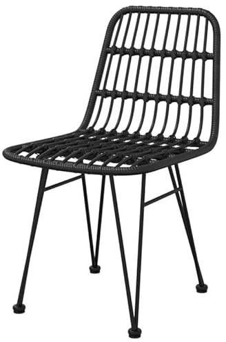 Eleganz Gartenstühle 2er Set Schwarz - PE-Rattan mit Stahlrahmen, wetterfest & langlebig für Terrasse, Balkon oder Garten - Gartensitzmöbel aus Polyethylen mit Rattan-Optik