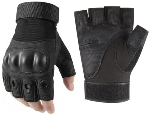 Hshenjhu Gants Tactiques Demi-Doigts Gants Cyclisme de Antidérapage Respirant pour Scooter, Militaire, Moto, Paintball, Cyclisme, Randonné, Airsoft, Camping, Chasse, Vélo