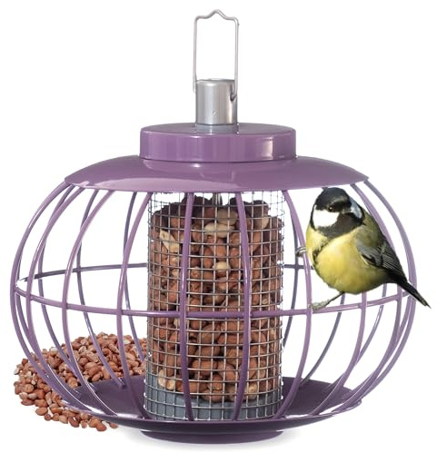 The Nuttery Nut Bird Feeder LANN02 - Lantern Style, Squirrel-Proof, All-Weather Steel Construction - Large Capacity Garden Bird Feeder with Easy-Fill Design - Aubergine