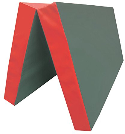 NiroSport Weichbodenmatte Klappmatte 100 x 100 x 8 cm cm Turnmatte klappbar Gymnastikmatte Fitnessmatte Sportmatte Bodenmatte Schutzmatte faltbar Rot/Grün