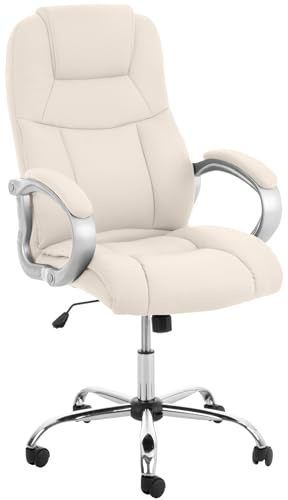 CLP Bürostuhl ergonomisch Big Apoll, höhenverstellbar drehbar, mit Armlehnen und Wippmechanismus, 150 kg belastbar, Kunstleder, Farbe:Creme