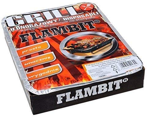 Flambit Einweggrill to go, mit Anzüghilfe, Holzkohle, Aluschale, 24er Pack (24 x Grill)