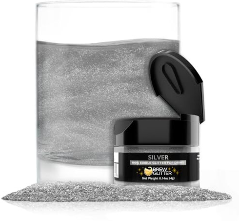 Bakell Bier und getränke glitter | jar | essbare food grade bier glitter, cocktail glitter & beverage glitter silber 4 gramm