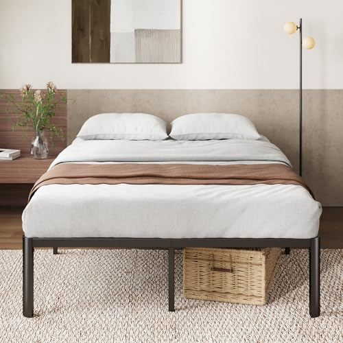 Zinus Van Bettgestell 140x200 cm - Metallbett 140x200 mit Metall-Lattenrost - 41 cm Hohe Plattform mit Freiraum Darunter - Kein Boxspringbett Erforderlich - Einfache Montage - Schwarz