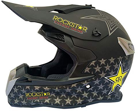 Woljay Casco da Motocross Occhiali Moto Cross Integrali MTB AVT MX per Downhill Offroad Adulti Star (XXL, Nero)