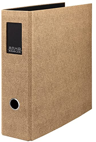 Rössler SOHO Ordner DIN A4 mit Rückenschild | Ordner A4 breit | Aktenordner A4 | Ordner breit mit Griffloch | DIN A4 Ordner mit Hebelmechanik | 320 x 285 x 80 mm | 1 Stück | Farbe: Braun | Haselnuss | Aktenordner mit Hebelmechanik, Griffloch und auswechselbarem Rückenschild für Dokumente und Unterlagen