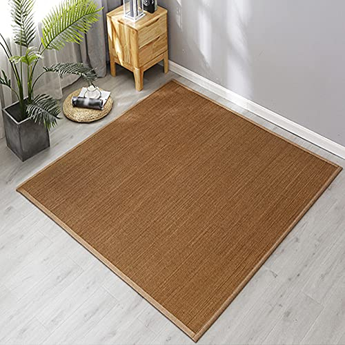 Geovne Premium Bambusteppich,Bordürenteppich,Strapazierfähiger 2 cm Dicker Bambusmatte,Basic Natural Teppich,Wide Edge Design,für Wohnzimmer Balkon Erkerfenster,Anpassbar (W160xH220cm/63 x87)