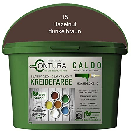 Contura BeGreen 3Kg. Kreidefarbe Shabby XL-Paintbox Chic Möbellack Lack Möbel Farbe Holzlack Natur (15 Hazelnut Dunkelbraun)