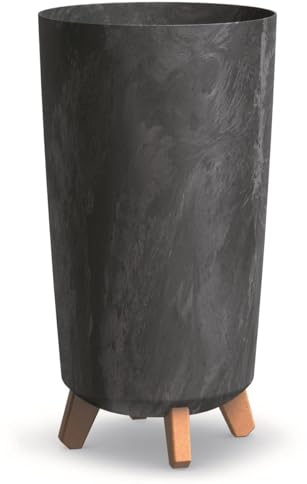 BirnePower Blumentopf Gracia Slim Rund 36,5cm Anthrazit Beton Optik | Hoher Pflanzkübel mit Abnehmbaren Füßen | Moderner Matt-Look | UV- & Frostbeständig | Für Innen & Außen