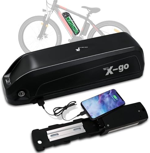 X-go Bateria Bicicleta Electrica 48V 36V/ 10AH 13AH 15AH con Cargador y Placa Base 4-Pin/5-Pin, Batería Ebike Li-Ion para Motor 50W-1000W