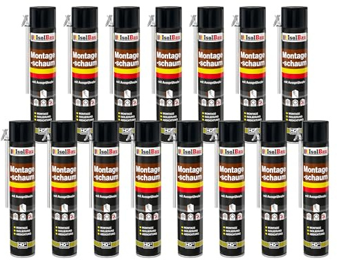 Isolbau Bauschaum B2 Montageschaum mit Aussprührohr - PU-Pistolenschaum Adapterschaum für Montage, Isolierung, Abdichtung, Innen & Außen - 15 x 750 ml