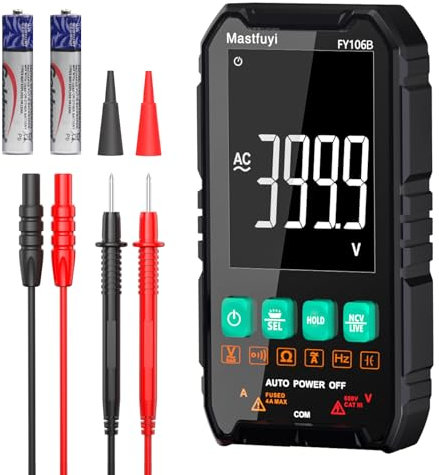 Multímetro Digital, Comprobador Eléctrico NCV, Compacto Multi-Tester Inteligente, TRMS 4000 Contadores, Protección Contra Sobrecarga, Auto-Rango, Capacitancia, Continuidad, Frecuencia, Resistencia