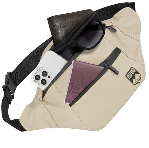 RUVO® Bauchtasche Herren und Damen | Diebstahlsichere Bauchtasche | Outdoor Gürteltasche Herren & Damen | für Reisen, Sport, Festival & alle Aktivitäten geeignet
