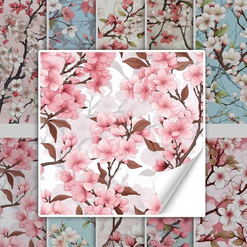 GRAZDesign Fliesenaufkleber Bad & Küche Blumen Muster Kirschblüten, Klebefliesen selbstklebend - 15x15cm / 10 Stück