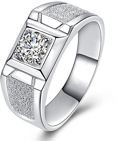 Diamantring der Männer des Sterlingsilbers S925, gotischer Art- und Weiseeinfacher bereifter offener justierbarer Diamantring,Silber,13