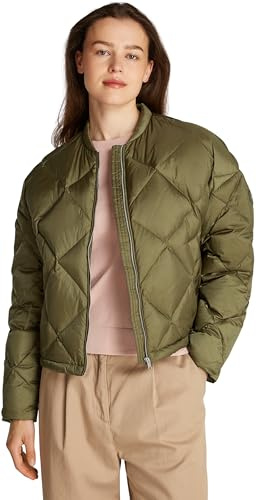 Tommy Hilfiger Women’s Casual Quilted Down Bomber Jacket, Green (Utility Olive), S