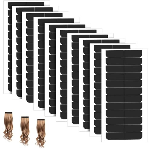 240pcs Hair Extension Tape, Hair Replacement Adhesive Tape Double Sided Tape in Extension Tape Hair Extension Tabs Wig Tape Beauty Tools for Hair Extensions (Black)