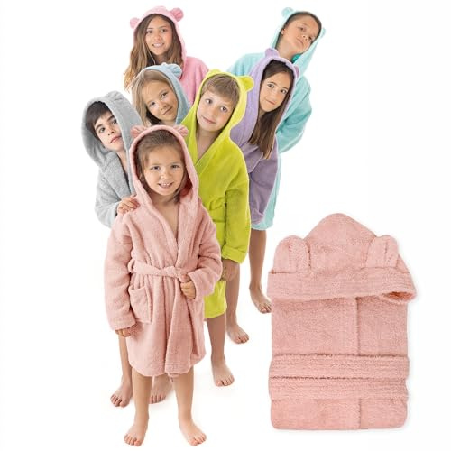 LEBENGOOD Peignoir Enfant Fille et Garçon Unisexe 100% Coton OEKOTEX Eponge