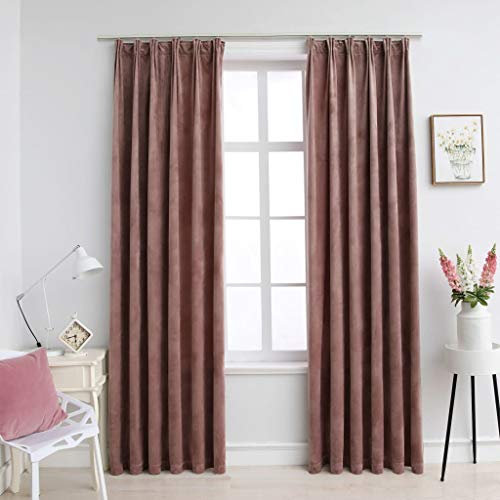 Rantry Verdunkelungsvorhänge mit Haken, 2 Stück, Altrosa aus Samt, 140 x 225 cm, Verdunkelungsrollo, Verdunkelungsvorhänge, für Tageslicht, Innenrollo, Verdunkelungsvorhänge für Innenräume,