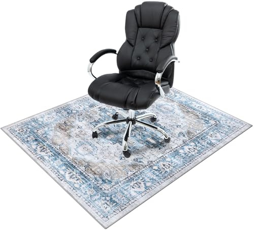 Homcomodar Bodenschutzmatte 90x120cm Bürostuhl Unterlage Schreibtischstuhl Unterlage Gaming Stuhlmatten Kratzfest Bodenmatte für Hartholzboden(Blau)
