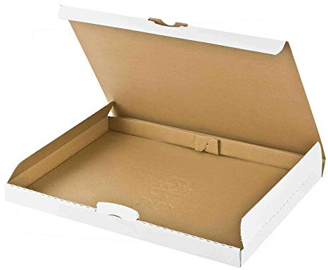 VEPATIM 25 Versandkarton 340x250x30mm schnelle Aufrichtung Steckverschluss Maxibrief DHL briefkastentauglich Höhe 3cm A4 B4 weiß