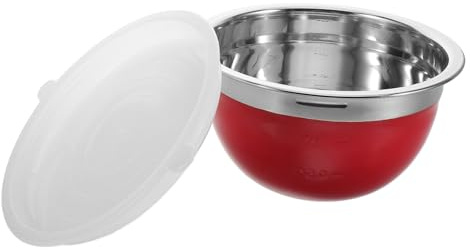 IMIKEYA Bol Mélangeur en Acier Inoxydable Couvercle Rouge 16 Cm Cuisine et Conservation des Aliments Frais pour Préparer et Stocker