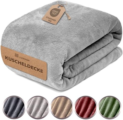 Luxoon Fleecedecke Flauschig Warm Winter – Kuscheldecke für Gemütliche Winterabende, Ultra Weich und Wärmend, Ideal für Sofa und Bett, 100% Polyester, Farbe 1er Pack 150x200cm, Grau