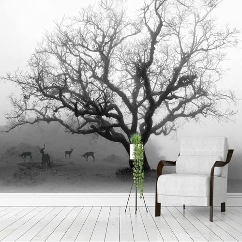 XLMING Noir Et Blanc Simple Papier Peint 3D Intissé Salon Canapé Chambre À Coucher Salle Manger Intérieure Murale-200cm×140cm