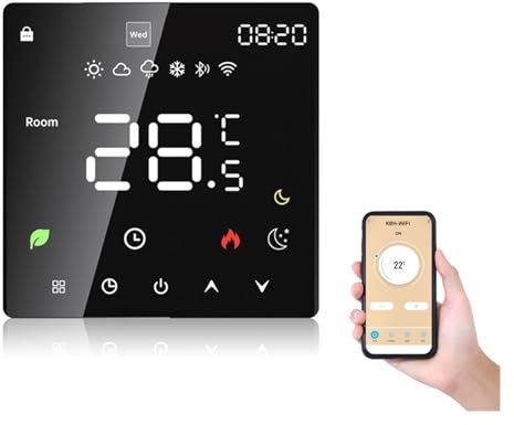NGBFF Termostato Smart, Tuya Termostato Intelligente Riscaldamento a Pavimento Elettrico TRV Acqua Caldaia a Gas Temperatura Controller Remoto Vocale,per la casa(K6H-16A)