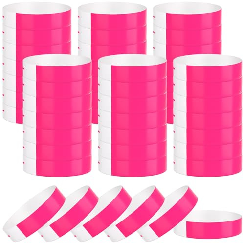 BOUBONI Pulseras de papel impermeables, 300 unidades para festivales y fiestas (rosa neón)