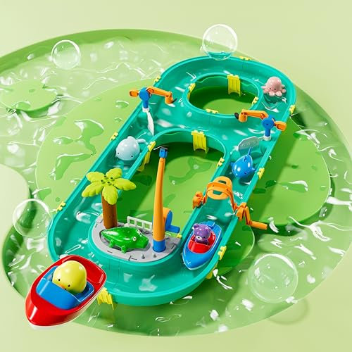 Neuytiky Wasserspieltisch Kinder Outdoor – Wasserspielzeug mit Wasserbahn, 37 Teile für kreativen Wasserspaß draußen, AquaPlay-System für Kinder ab 3 Jahren