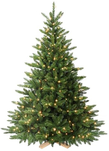 SHareconn 6FT Pre-Lit Christmas Tree with 310 Warm White LED Lights,Artificial Xmas Tree for Easy Setup,919 Branch Tips for a Full Look,Includes Sturdy Wooden Stand,Indoor Home Decor