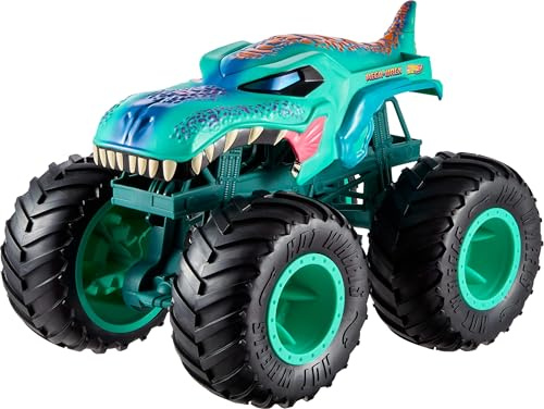 Hot Wheels Monster Trucks Colosal Mega-Wrex | Camión de juguete favorito de los fans con ruedas grandes y detalles brillantes, Monster Trucks Live, JJN47