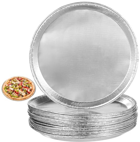 yeeplant Lot de 20 plateaux de service jetables en feuille d'argent, assiettes rondes en aluminium pour buffets, pizzas et rassemblements