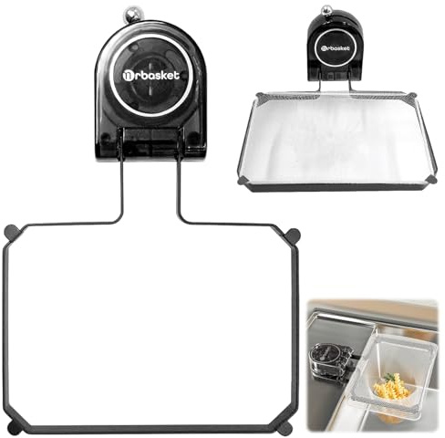 FORYNXHWIN Passoire d'évier de cuisine avec 100 passoires pliables avec ventouse, 2 en 1 et étagère de rangement pour légumes et déchets de cuisine, noir