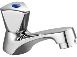 sanicomfort Standventil PORTLAND Chrom – Kaltwasserarmatur für Waschbecken – Wasserhahn für Gäste-WC, Einhandbedienung, Hochdruck, aus Messing, modern