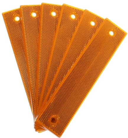 FIXOSHEE 6pcs Reflective Sign Post Panels Heavy Duty Road Pavement Markers Yellow Rectangular Traffic Warning Reflectors for Highway Guardrails Driveway Parking Safety