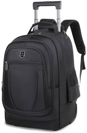 FANDARE 35 l rullväskor för 15,6 2-i-1 bärbar dator väska herr lärare med snabbrullande resväska resväska urban rullande laptopväska handdukar, svart, L