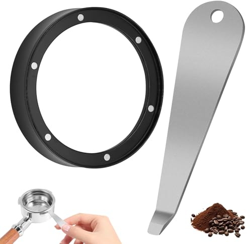 Kit de embudo dosificador de espresso de 54 mm y herramienta para extraer el filtro del portafiltro | Fabricado en metal resistente | Fijación magnética segura para moler café | Compatible con