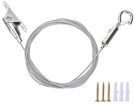 Filo di Sospensione Regolabile per Cornici 4 pezzi di fune metallica gancio cordino regolabile kit cornice ganci for foto for appendere cornici, cavi sospesi, espositivi(2M)